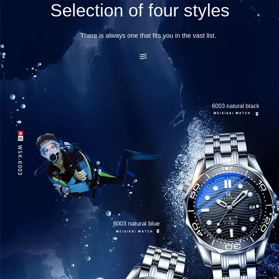 New luxury Brand Men's Automatic Watches Top 007 Commander Mechanical Watch Fashion Stainless Steel Dive Male Clock Dropshipping enlarge