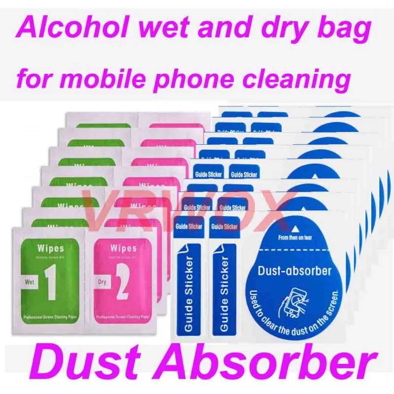 

50 Pcs Removal Dust Absorber Wet Dry Cleaning Wipes Wipes for Camera Lens Film Phone Tablet LCD Screen Protector Paper Sticker