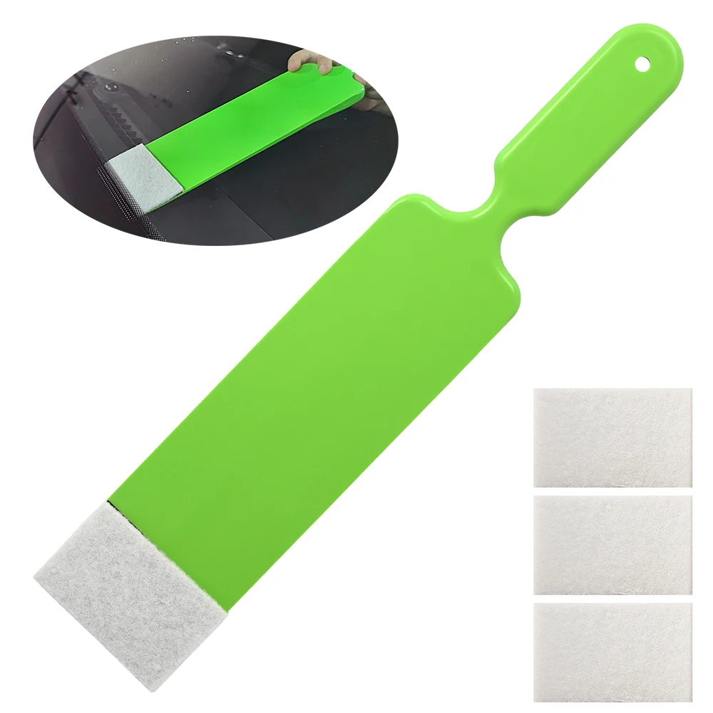 

FOSHIO Car Wash Bulldozer Squeegee with Scrub Edge Cloth Automotive Vinyl Wrapping Tool Back Window Film Tint Cleaning Scraper