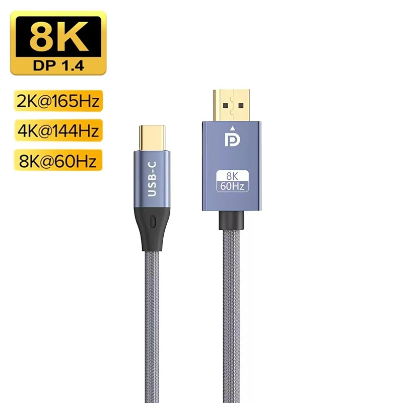 

USB C to DisplayPort Bi-Directiona Cable 8K60Hz Type C to DP 1.4 Cable Thunderbolt 3 4K144Hz For MacBook Pro Samsung S21 Huawei
