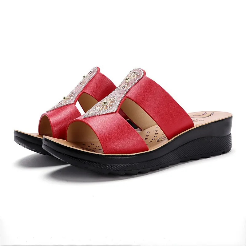 

Summer Latest Design Pu Upper Rubber Outsole Wedge Ladies Women Sandal