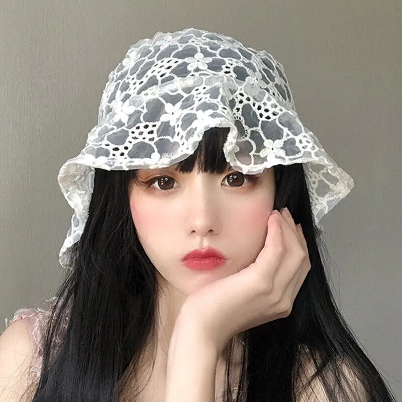 

Женская летняя Панама с вырезами, белая кружевная Панама в Корейском стиле с цветочным принтом, дышащая тонкая шляпа от солнца, 1 шт.