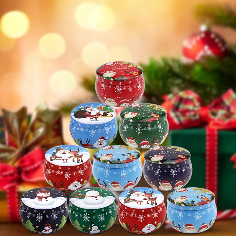 

Gift Box Storage Case Portable Scented Tin Jars Home Decoration Candle Container Tinplate Creative Round Candy Can Candy Tin