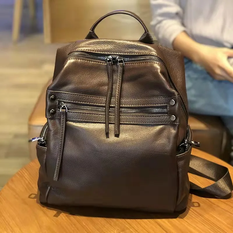

First Layer Cowhide Genuine Leather Men Women Backpacks Casual Travel Bag Shoulder Bags