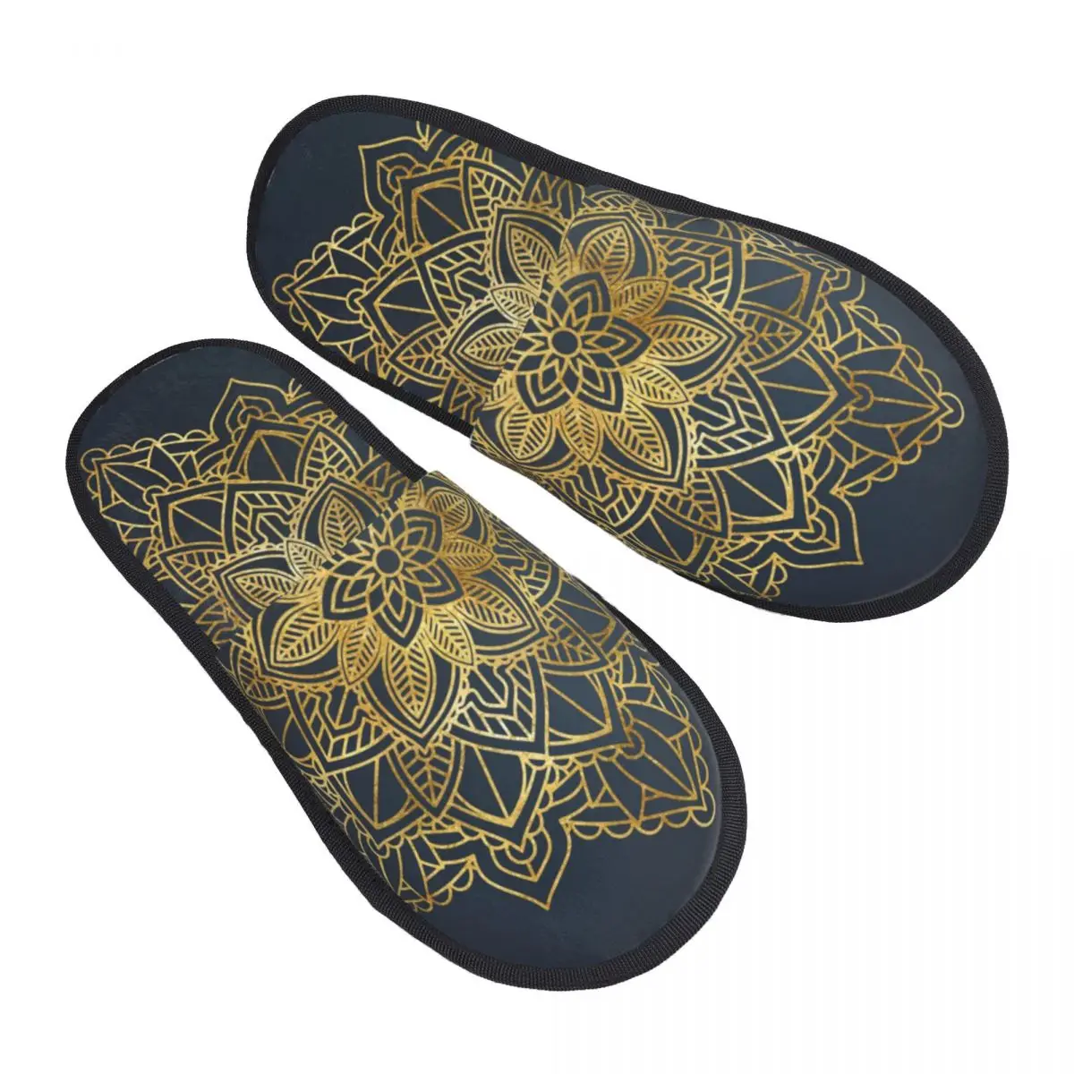 

Indoor Mandala Floral Ornament Ethnic Warm Slippers Winter Home Plush Slippers Fashion Home Soft Fluffy Slippers