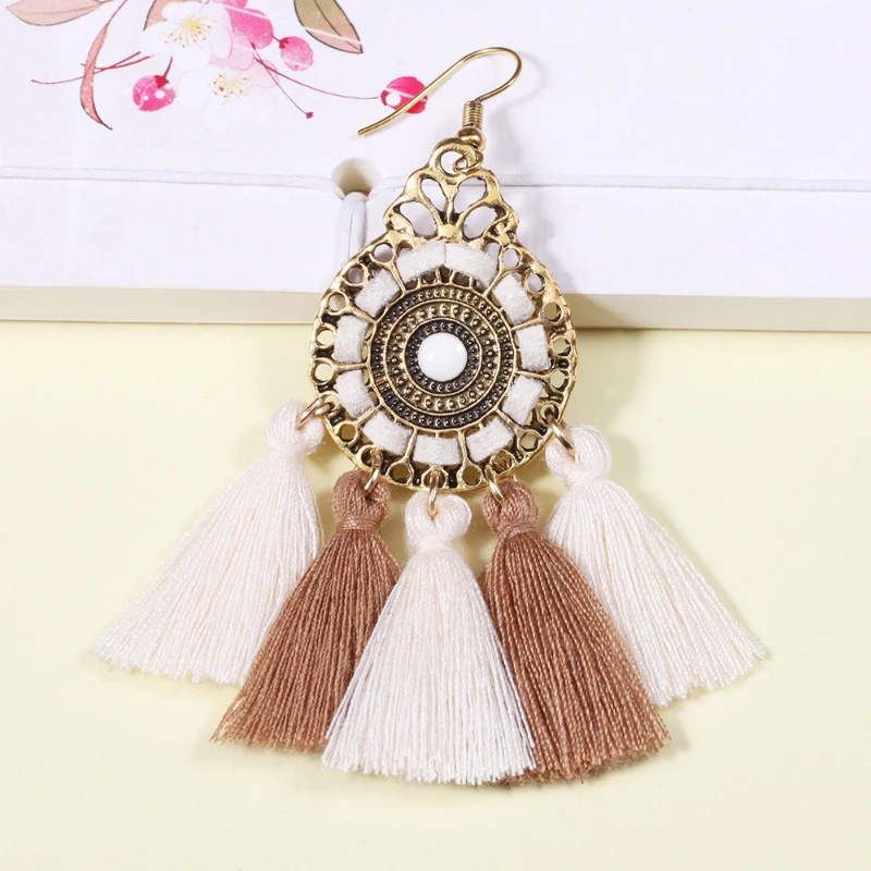 

Rope Tassel Women's Earrings European and American Popular Braided Earrings Bohemian Fashion Ethnic Jewelry