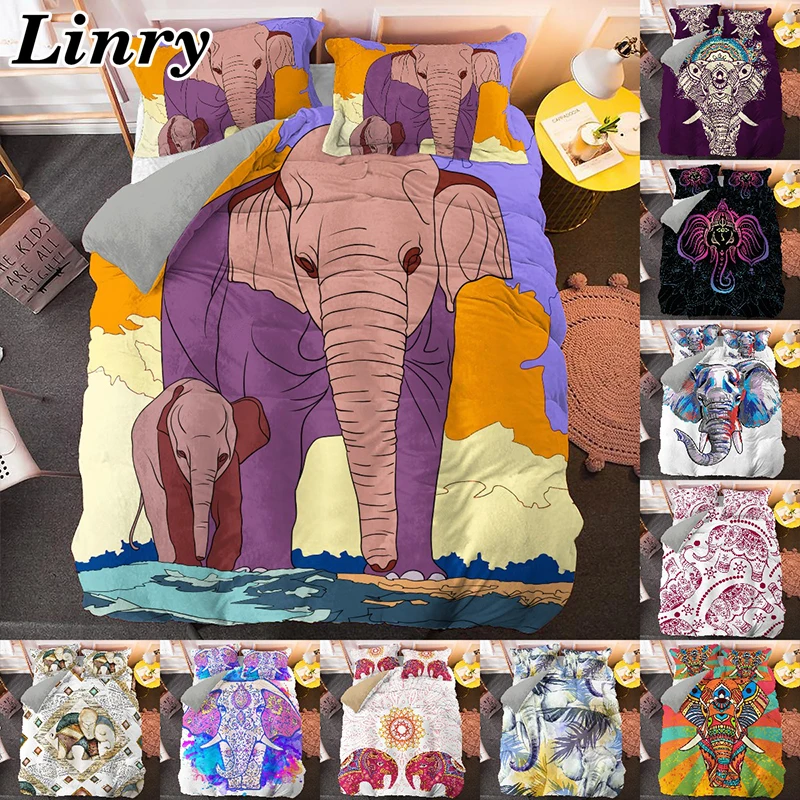 

African Elephant Animal Duvet Cover Set Pillowcase King Size Queen Size Comforter Sets Printing Bedding Set Home Textile