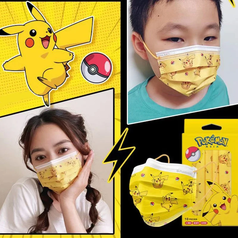 

50 шт. Защита от солнца Покемон Пикачу чармандер джигглиффи трехслойная защита трендовая мультяшная кавайная медицинская маска игрушка Под...