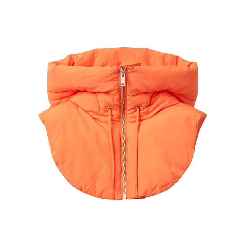 Adogirl Cotton Padded Hooded Mock Neck Vest Women Fashion Versatile Clothing Accessories Zipper Sleeveless Jackets Scarf