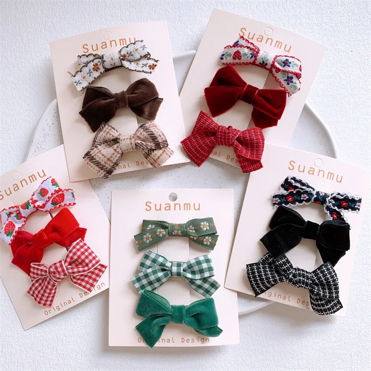 

Autumn And Winter New Children's Bow Hairpin Girls Velvet Hairpin Side Clip Headwear Kids Baby Hair Accessories Hair Pins