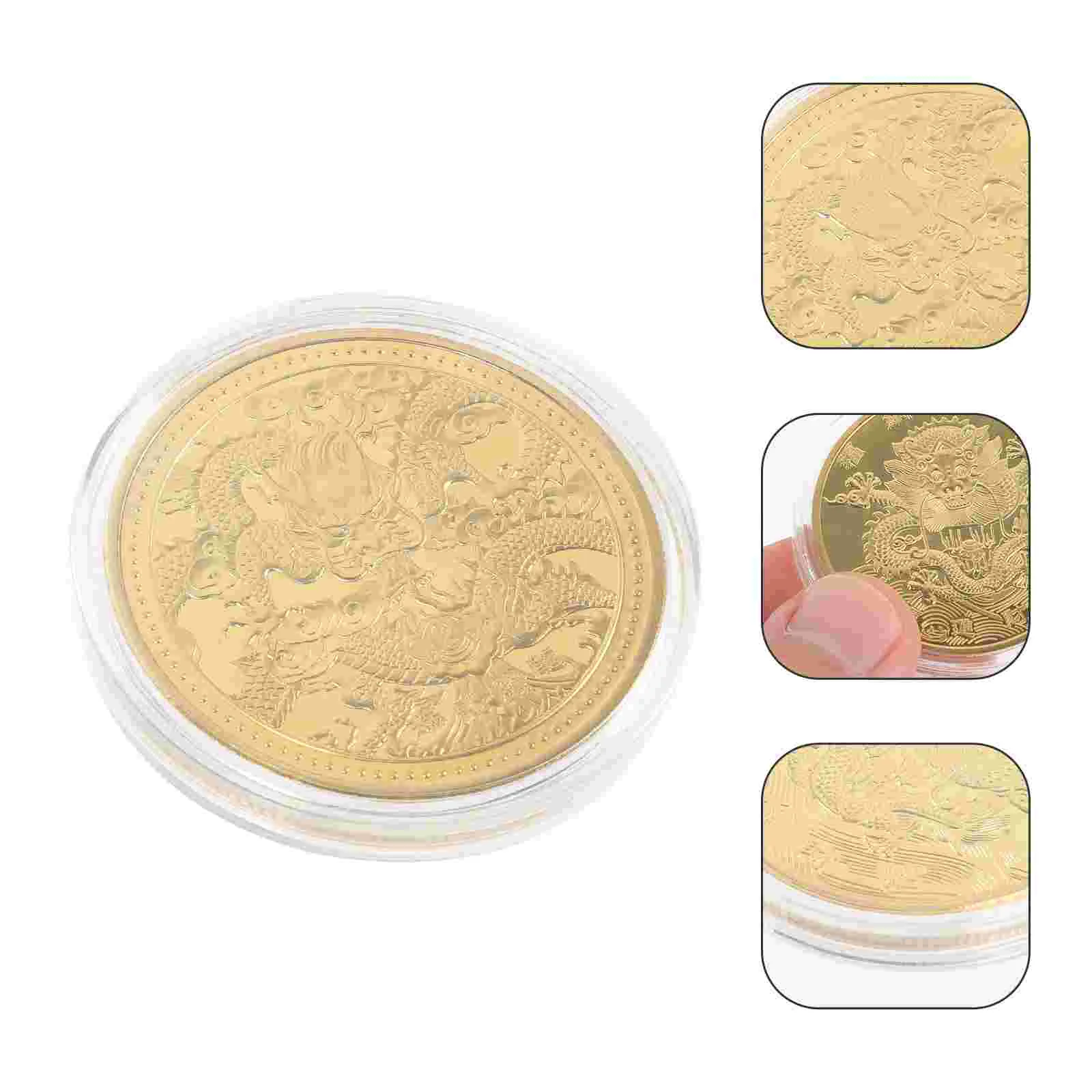 

Chinese Traditional Gift Blessing Coin Kids Commemorative Coins Zodiac Gold Dragon New Year Gifts