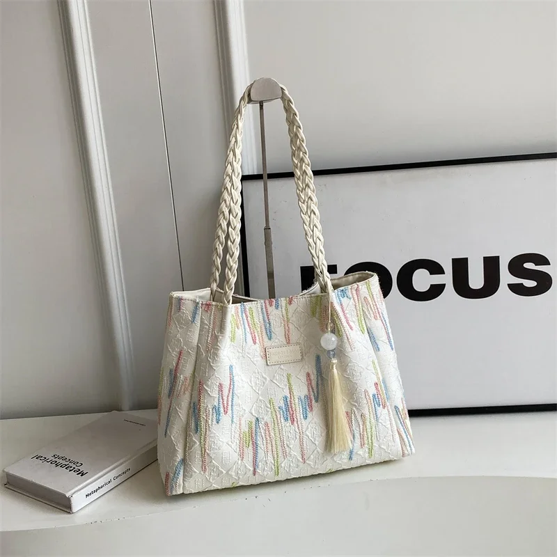 Женская Холщовая Сумка на одно плечо с ручками