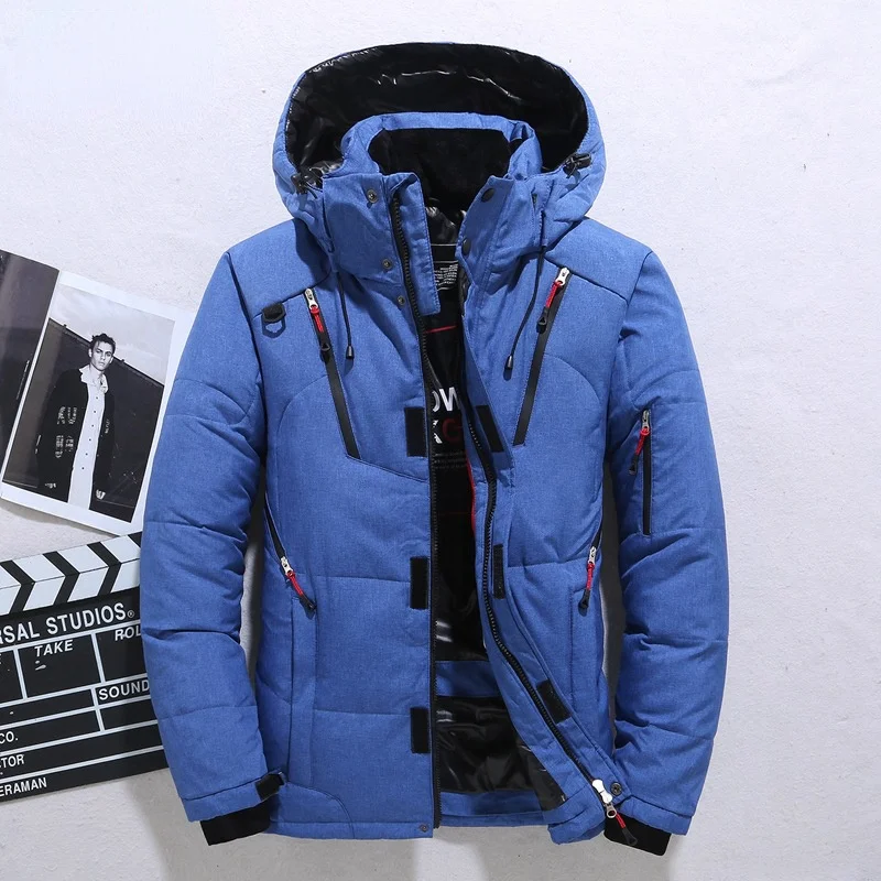 -20 Degree Winter Parkas Men Jacket Male White Duck Down Jacket Hooded Outdoor Thick Warm Padded Snow Coat Oversized
