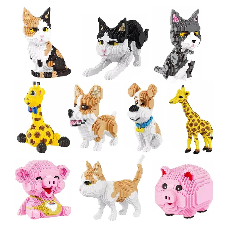

Для домашних животных для кошек и собак, рисунок с животными, строительные блоки "сделай сам" Жираф Happy модель свинья сборки Мини Алмазный ки...