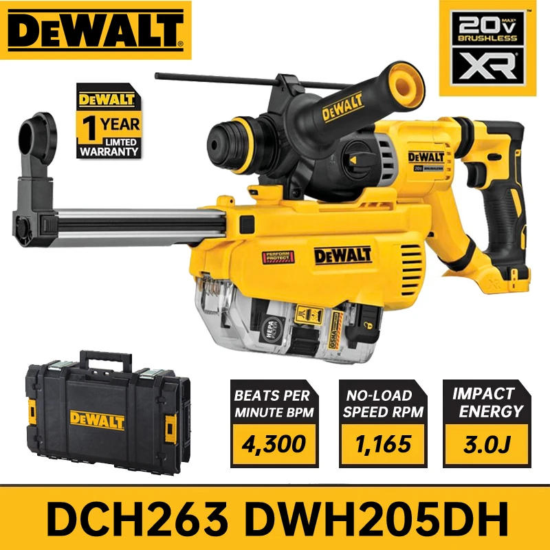 

DEWALT DCH263 Cordless Rotary Hammer Tool Only 20V MAX Brushless Motor SDS PLUS D-Handle Electric Demolition Hammer Impact Drill