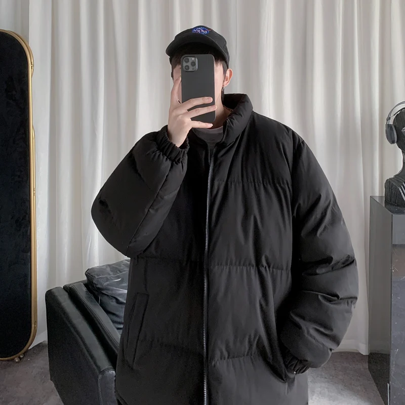 Mens Winter Jacket Stand Collar Warm Thick Casual Parka Coat Streetwear Overcoats