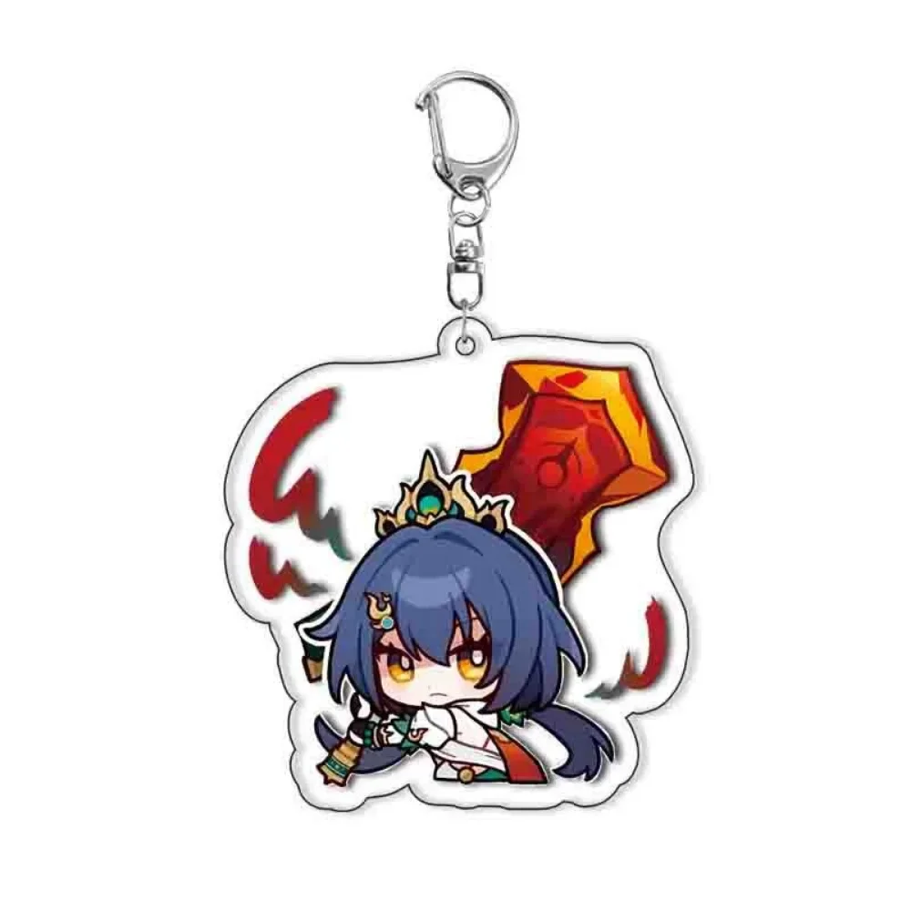 Фото Honkai: Star Rail New Keychain Cute Cartoon Anime Ruanmei Boothill Jiao Qiu Firefly Expression Pendant Keyring Backpack Badge №3