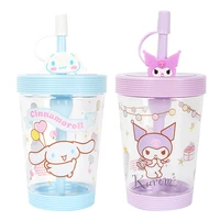 kawaii cartoon cute drinking cup with straw cup sanriod kitty kuromi my melody cinnamorol necessary for travel gifts for kids