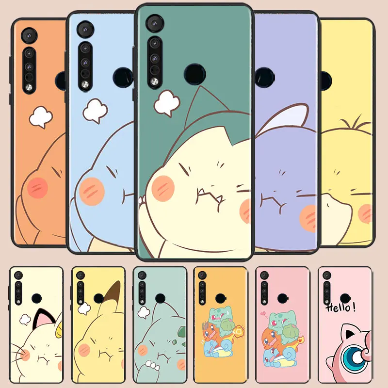 

Pokemon Pikachu Phone Case For Motorola E6 E7 One Marco G8 Play Plus G Stylus One Hyper Lite Plus G9 Black luxury Silicone Back