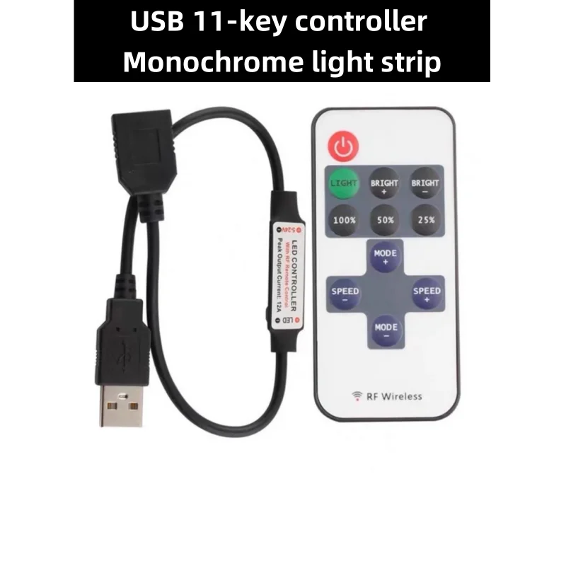 Контроллер светодиодных лент RGB USB DC5V Mini 3 11 17 24 клавиши RF Remote Wireless Dimme для COB SMD 5050 3528