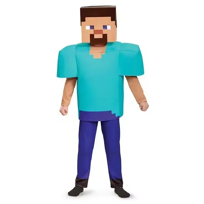 Фото Профессиональный сценический костюм Pixel-Man 2026 для детей: Крипер и Стив для геймеров, идеально подходит для вечеринок на Хэллоуин №4