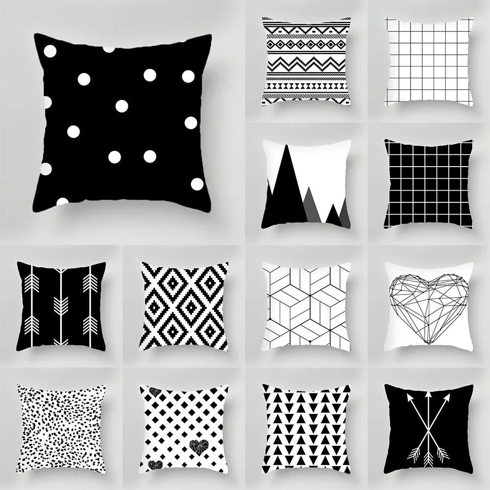 

Минималистичная черно-белая наволочка в скандинавском стиле с геометрическим рисунком для украшения дома, гостиной, дивана, автомобиля, 45x45 см