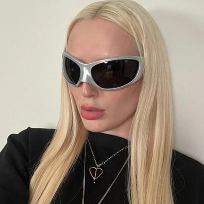 

Солнцезащитные очки в стиле стимпанк для мужчин и женщин, модные роскошные брендовые овальные спортивные солнечные очки, Y2K