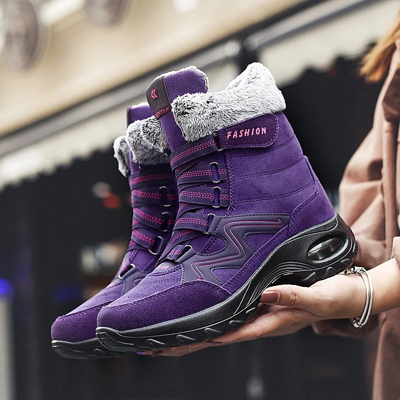 

Зимние кожаные женские ботинки, высококачественные плюшевые теплые зимние ботинки, удобные женские ботильоны, уличные водонепроницаемые к...