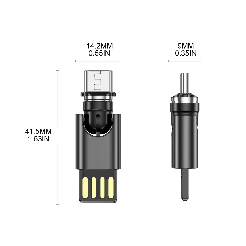 Mini Type-C Adapter Magnetic Connector Charging Adapter Compatible with Android Type-C Devices 540° Rotation Converter