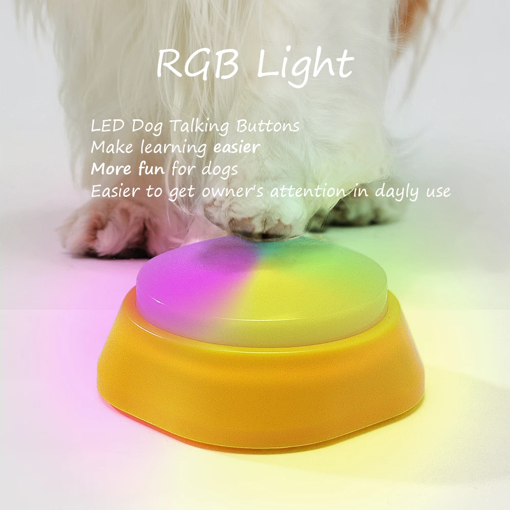 

RGB Light Dog Talking Button with Mat Sticker Simple Words Recording High Sound Interactive Toy for Pet Training