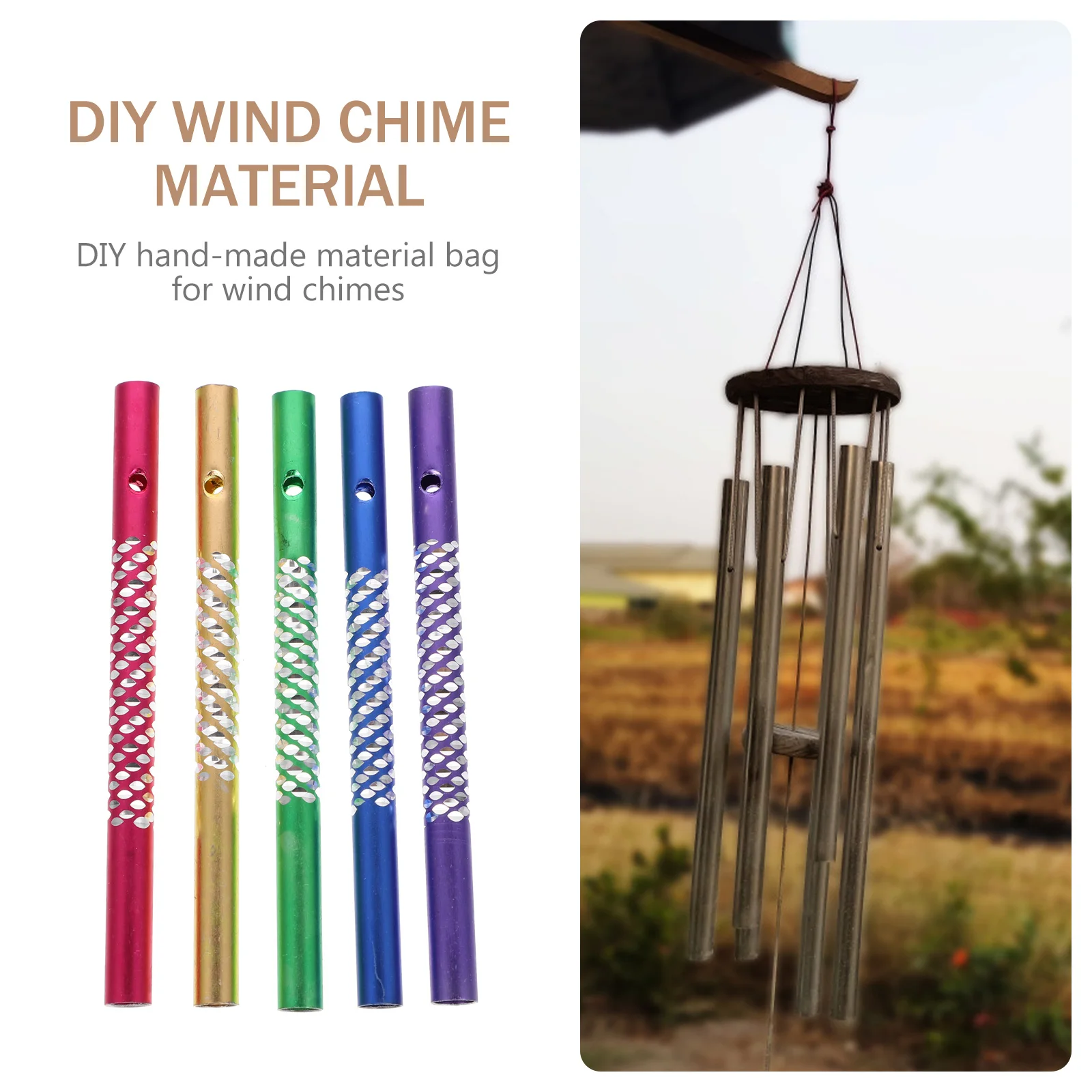 

50pcs Aluminum Wind Chime Pipe DIY Wind Chime Metal Hollow Sounding Tube Wind Chime Aluminium Tube Making Supplies Random Style