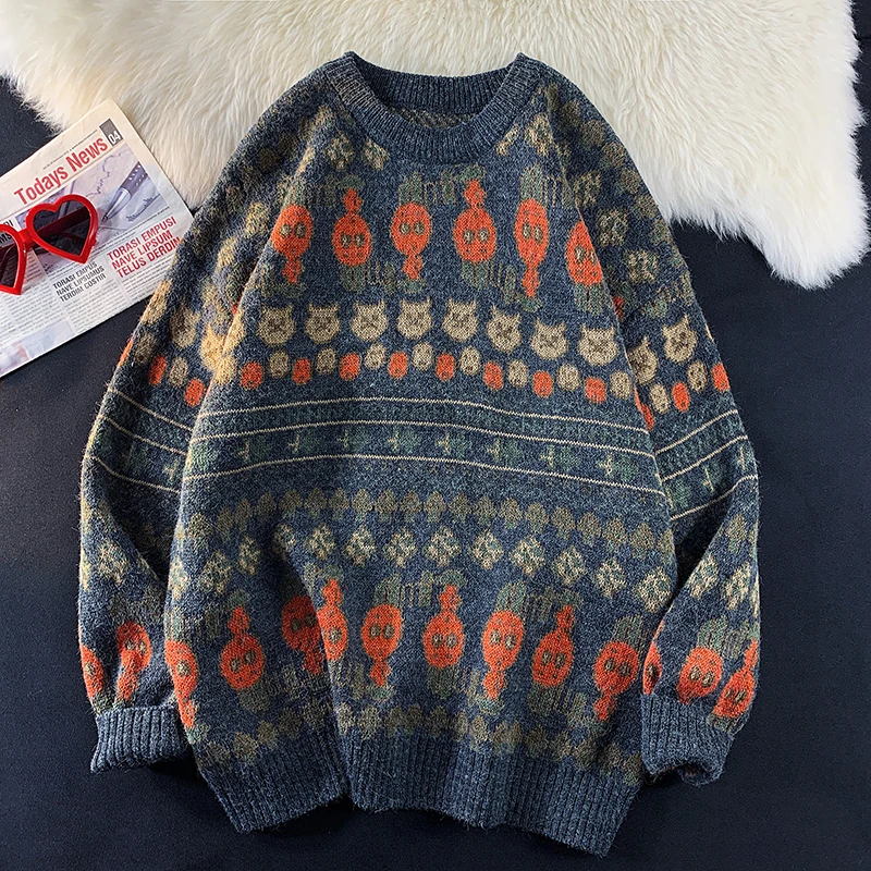 

Fashion O-Neck Striped Sweater Men'S HIP HOP Streetwear Pull OverSized 2XL 2022 Long Sleeves Pullover For Autumn Spring