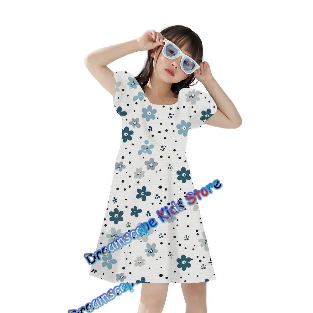 Стильное платье с цветочным принтом для девочек. Удобная повседневная летняя