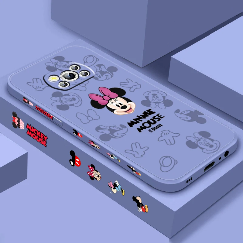 

Anime Luxury Mickey Minnie Liquid Left Rope For Xiaomi Mi Poco X5 X4 X3 M6 M5 M5S M4 M3 F5 F4 F3 C55 C40 Pro 5G Phone Case