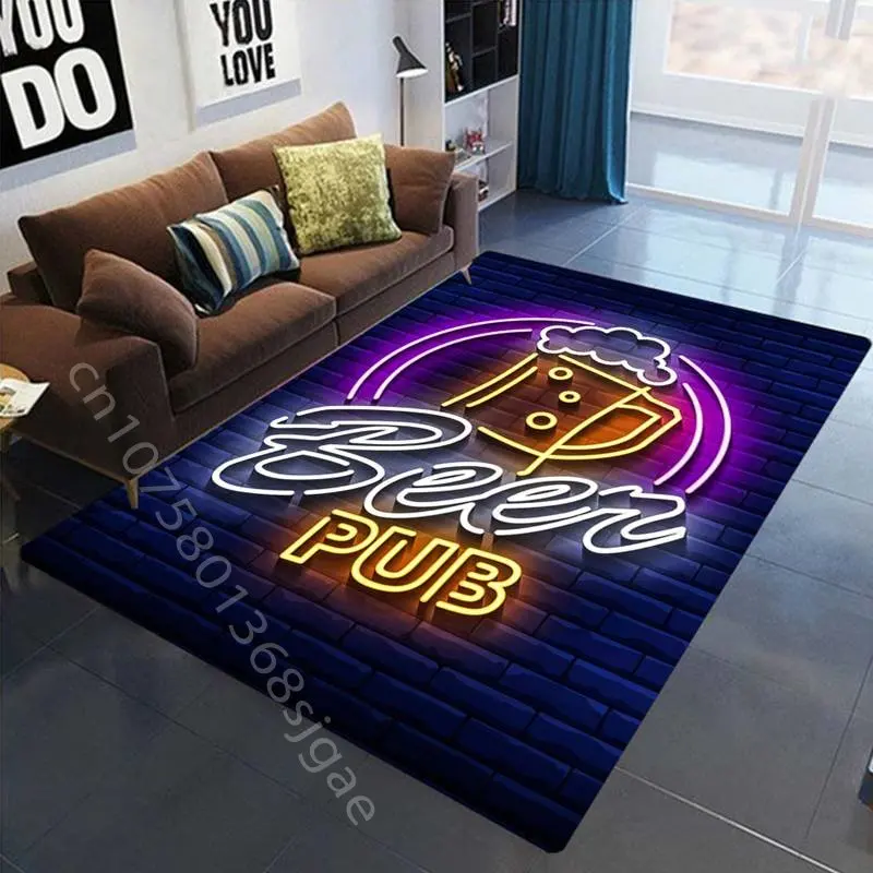 

Neon Bar Carpet Coffee Table Area Rugs Home Floor Mats for Living Room Bedroom Decoration Non Slip Bedside Hallway Soft Foot Mat
