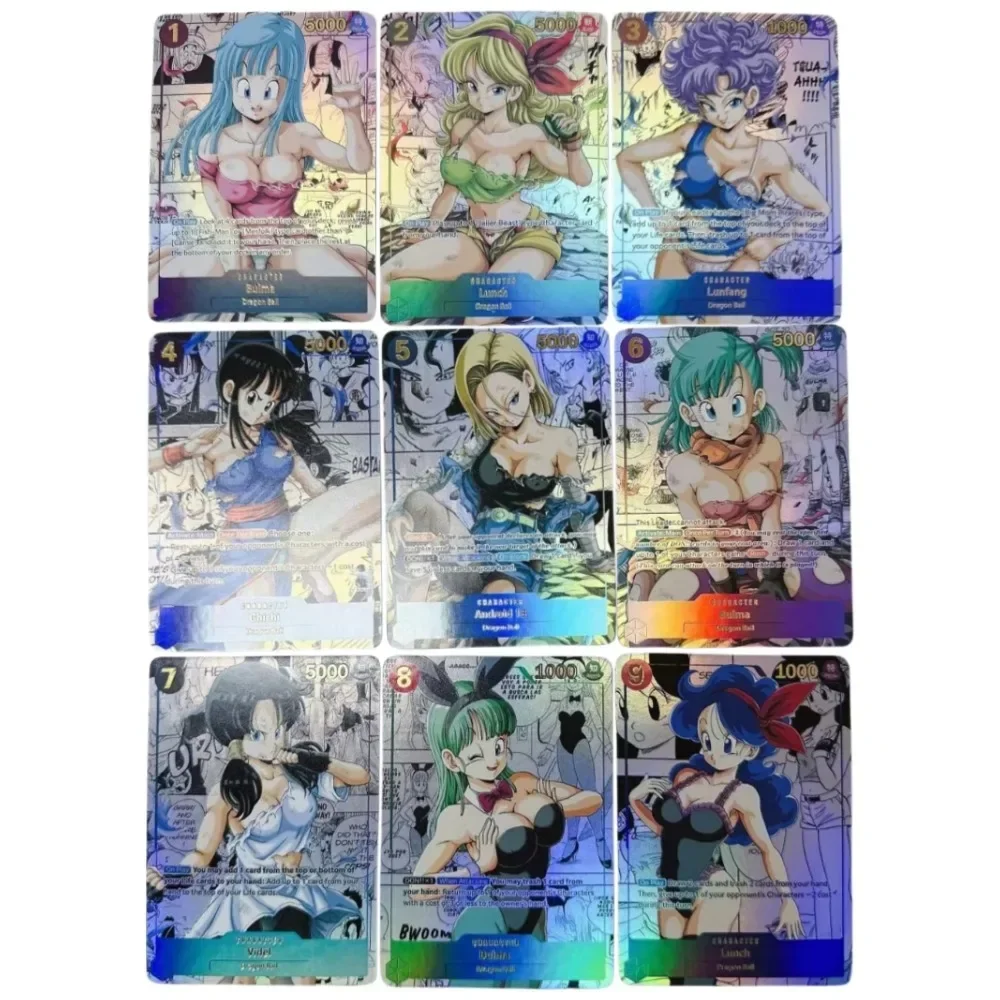 9 шт./компл. Dragon Ball Bulma Android 18 Videl самодельная преломляющая флэш-карта аниме