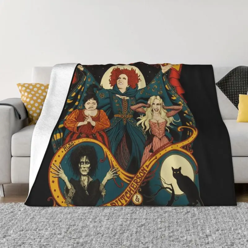 

Hocus Sanderson Sisters Halloween Pocus Blankets Warm Flannel Witch Salem Mass Movie Throw Blanket for Home Sofa Office Travel