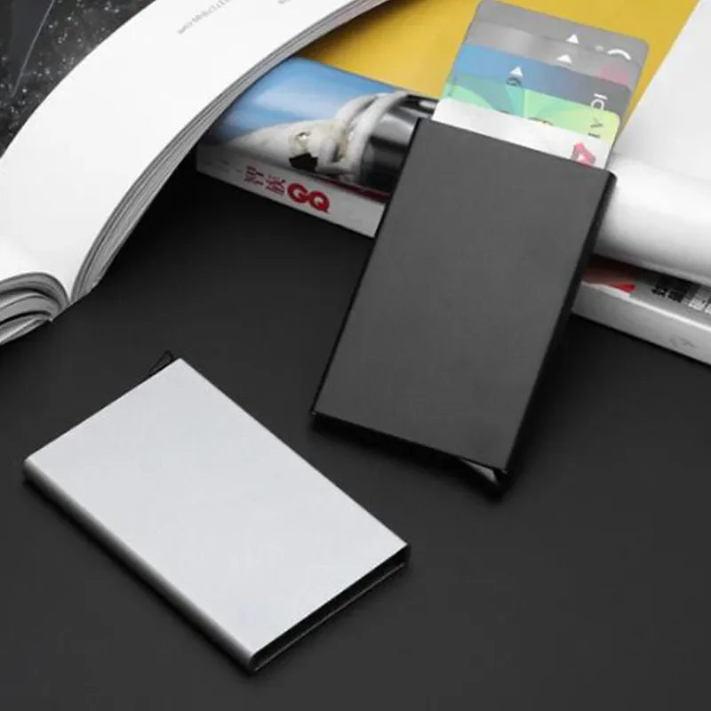 Silde Aluminum ID Cash Card Holder Men Business RFID Blocking Wallet Credit Card Protector Case Pocket Purse