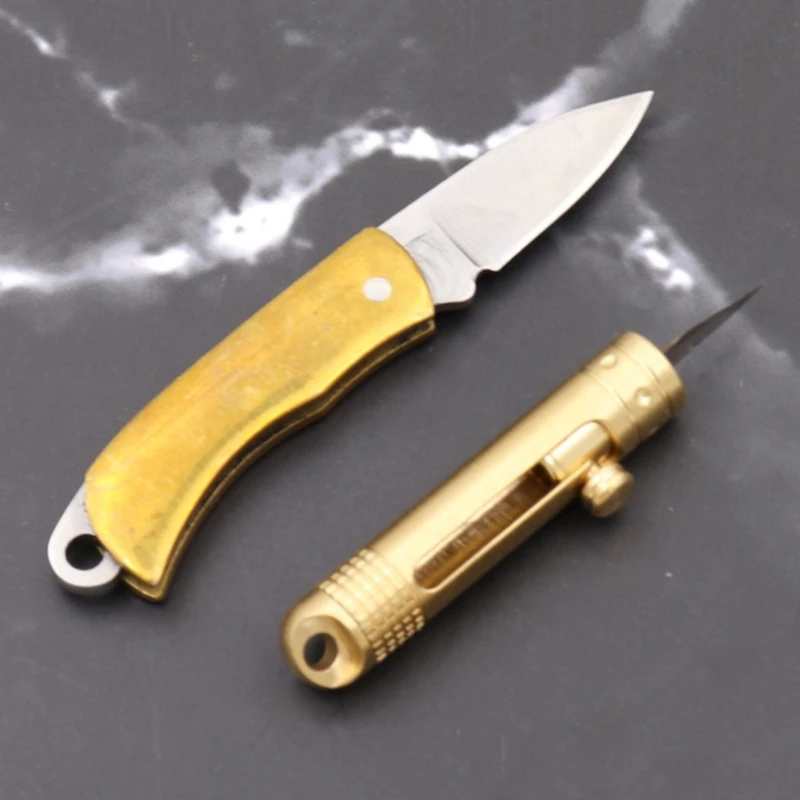 

Outdoor Mini Knife Portable Paper Cutting Blade Knives Brass Pocket for KEY R66E