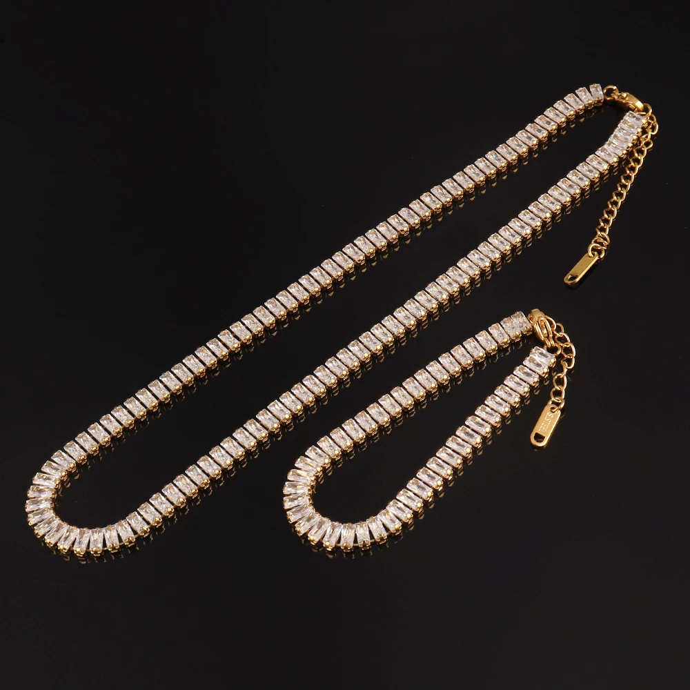 Браслет-цепочка женский из нержавеющей стали 316L с фианитами