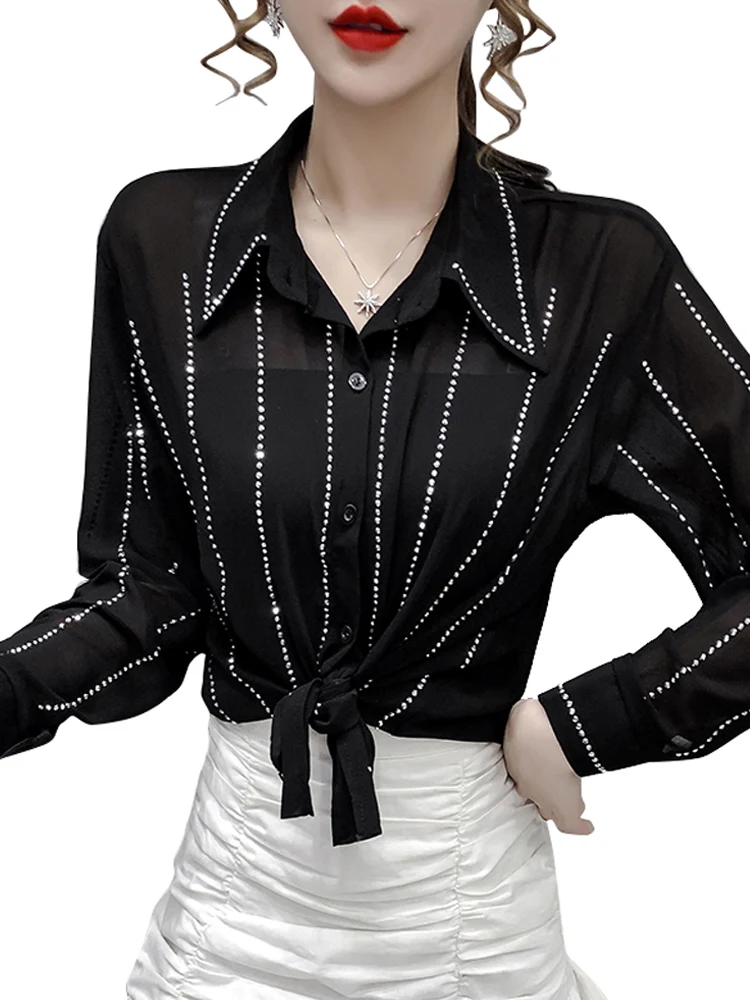 Cheap wholesale 2021 spring summer autumn new fashion casual chiffon women shirt woman female OL long sleeve shirt Py1361