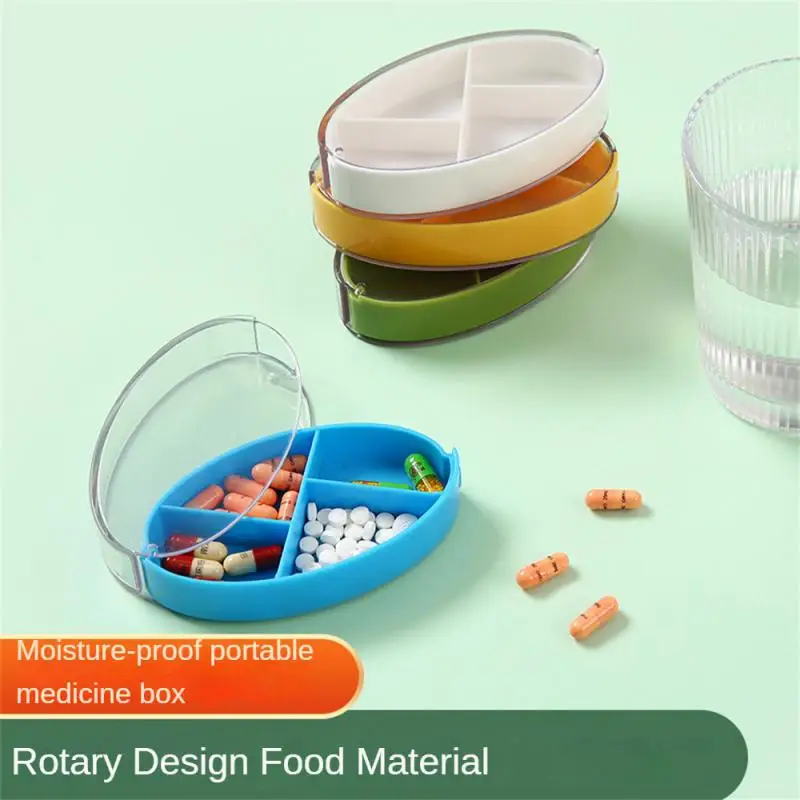 

Medicine Box Portable Rotating Pill Box Moisture Proof Tablet Case Vitamin Container Storage Organizer Supplies Home Accessories