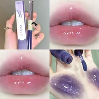 purple glitter water light lip gloss lip glaze double end mirror liquid lipstick not fade lip tint lasting moisturizing cosmetic