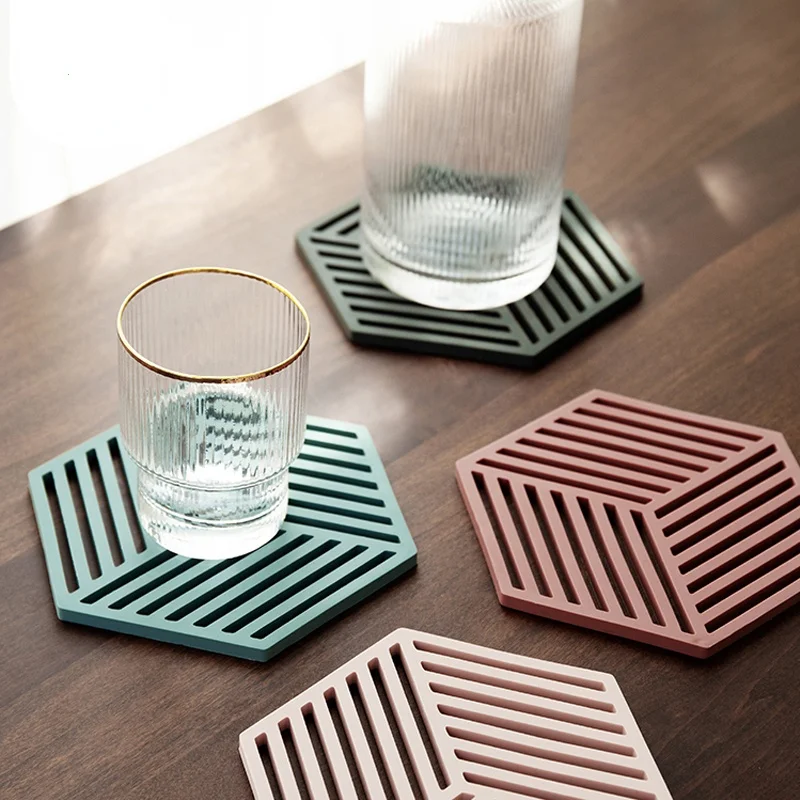 

1PC Silicone Tableware Insulation Mat Coaster Cup Hexagon Mats Pad Heat-insulated Bowl Placemat Home Decor Desktop