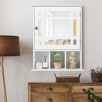 White Wall-Mounted Mirrored Bathroom Cabinet
