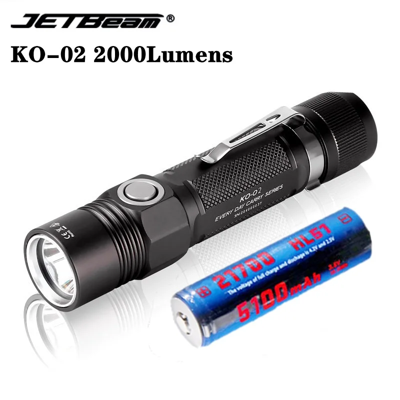 

JETBEAM KO-02 V2.0 Torch Lighter 2000LM CREE XHP35 LED USB Charging Tactical Flashlight With 21700 Battery for Camping Searching