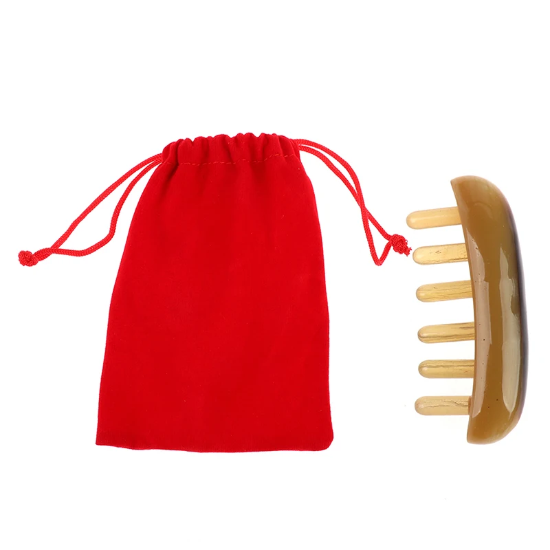 

Natural Horn Comb Width Teeth Scalp Massage Meridian Scraping Promote Blood Circulation Cellulite Skin Detox Guasha Massage Tool