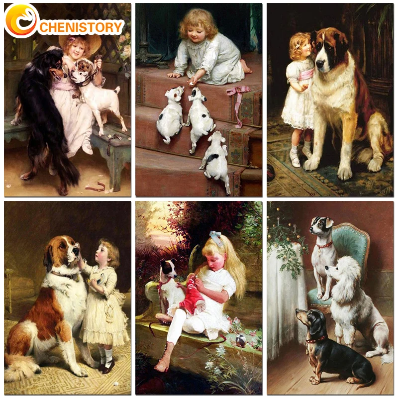 

CHENISTORY Diy Painting By Numbers For Adults Dog Animal Hand Paint On Canvas Diy Crafts Picture By Numbers Home Decor Gift