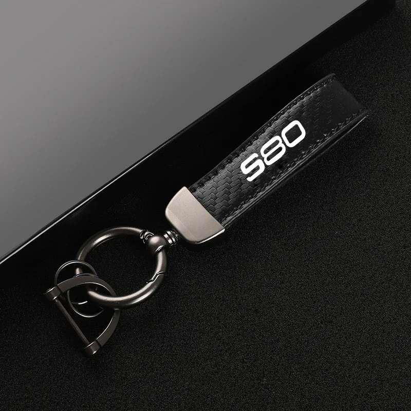

Новый модный автомобильный брелок из углеродного волокна, кожаный брелок для ключей для Volvo S80, автомобильные аксессуары