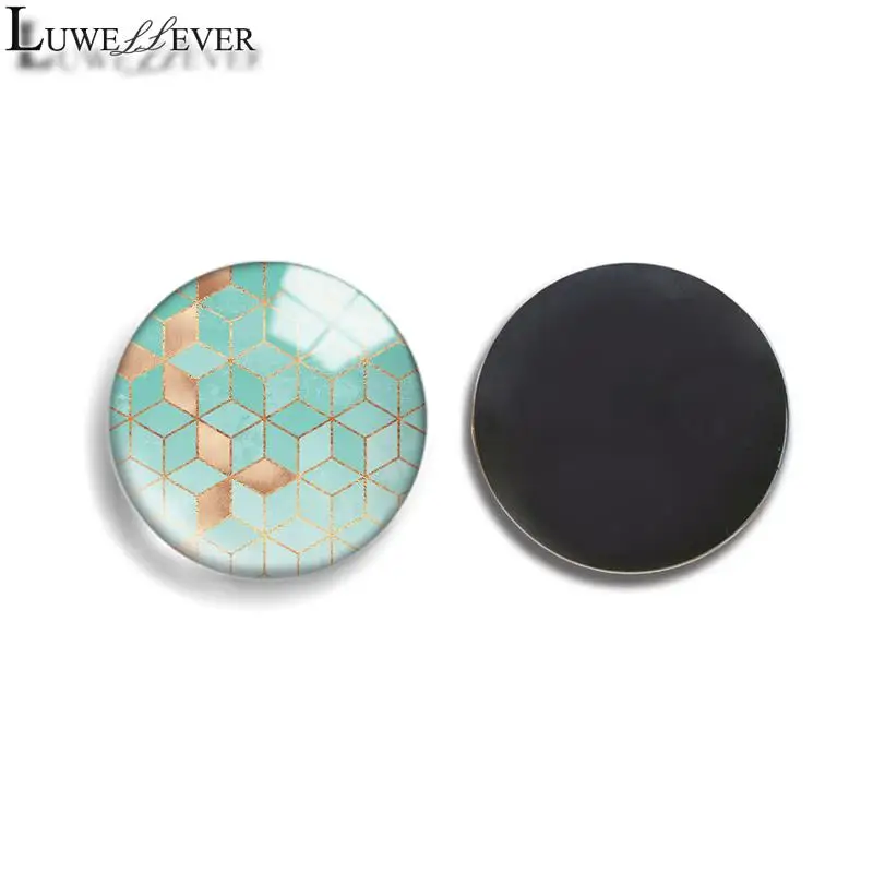 

30mm 35mm Green Geometry Blackboard Round Glass Refrigerator Fridge Magnet Findings 692 Parts Accessories